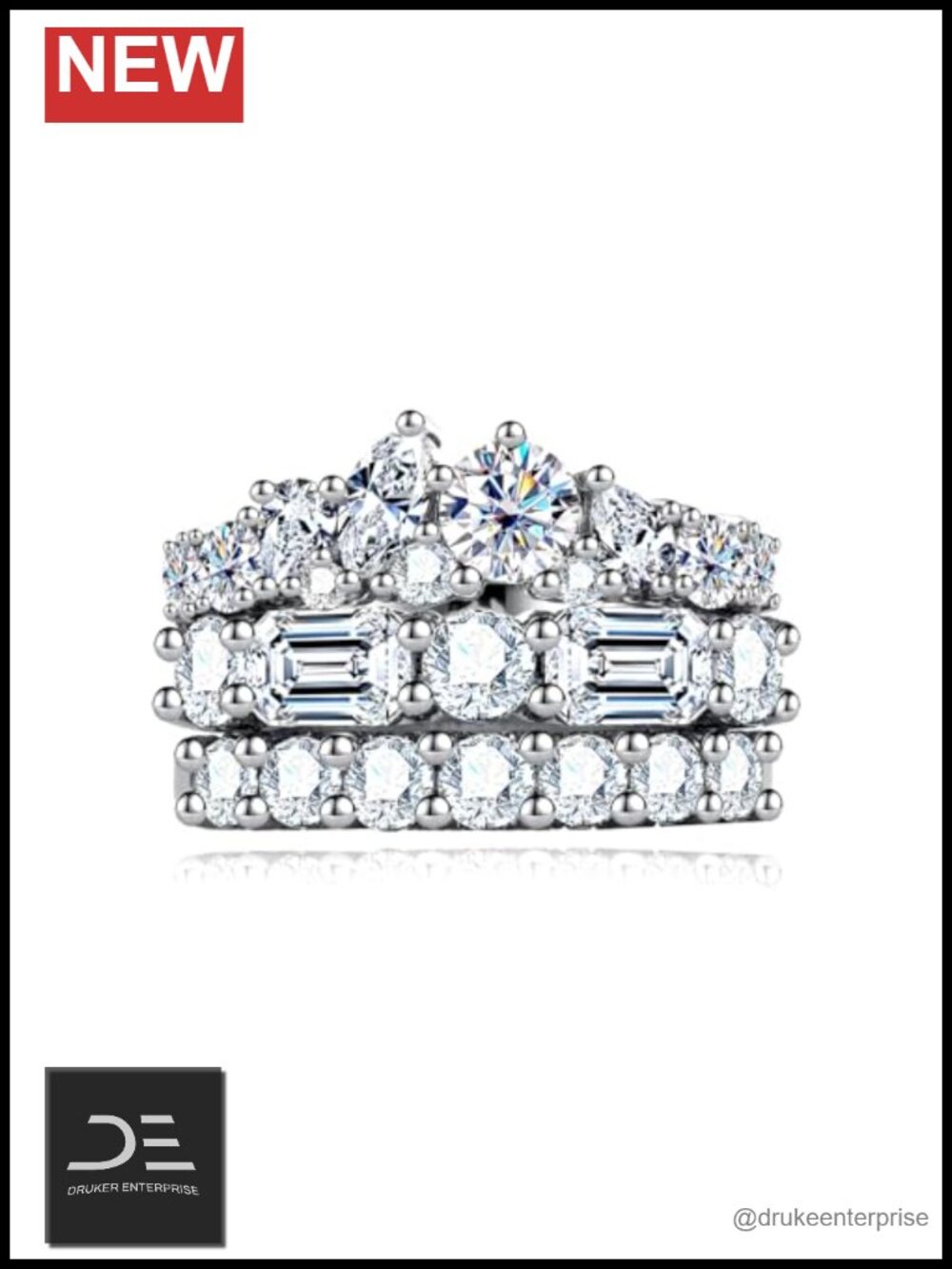 Cubic Zirconia Stackable Eternity Wedding Band Bridal Ring Set Size 7.5